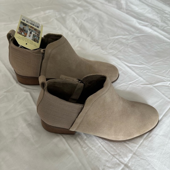 TOMS Deia bootie NWT Desert Taupe Suede/Heritage Canvas size 11 - Picture 2 of 4